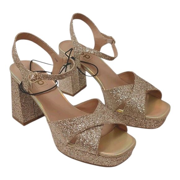 Pop Women's Size 10 M Cultured Heeled Sandals Gold tone Glitter Sparkles 10M - Picture 3 of 13